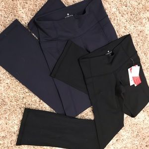 2 Athleta straight up pants- blue and black